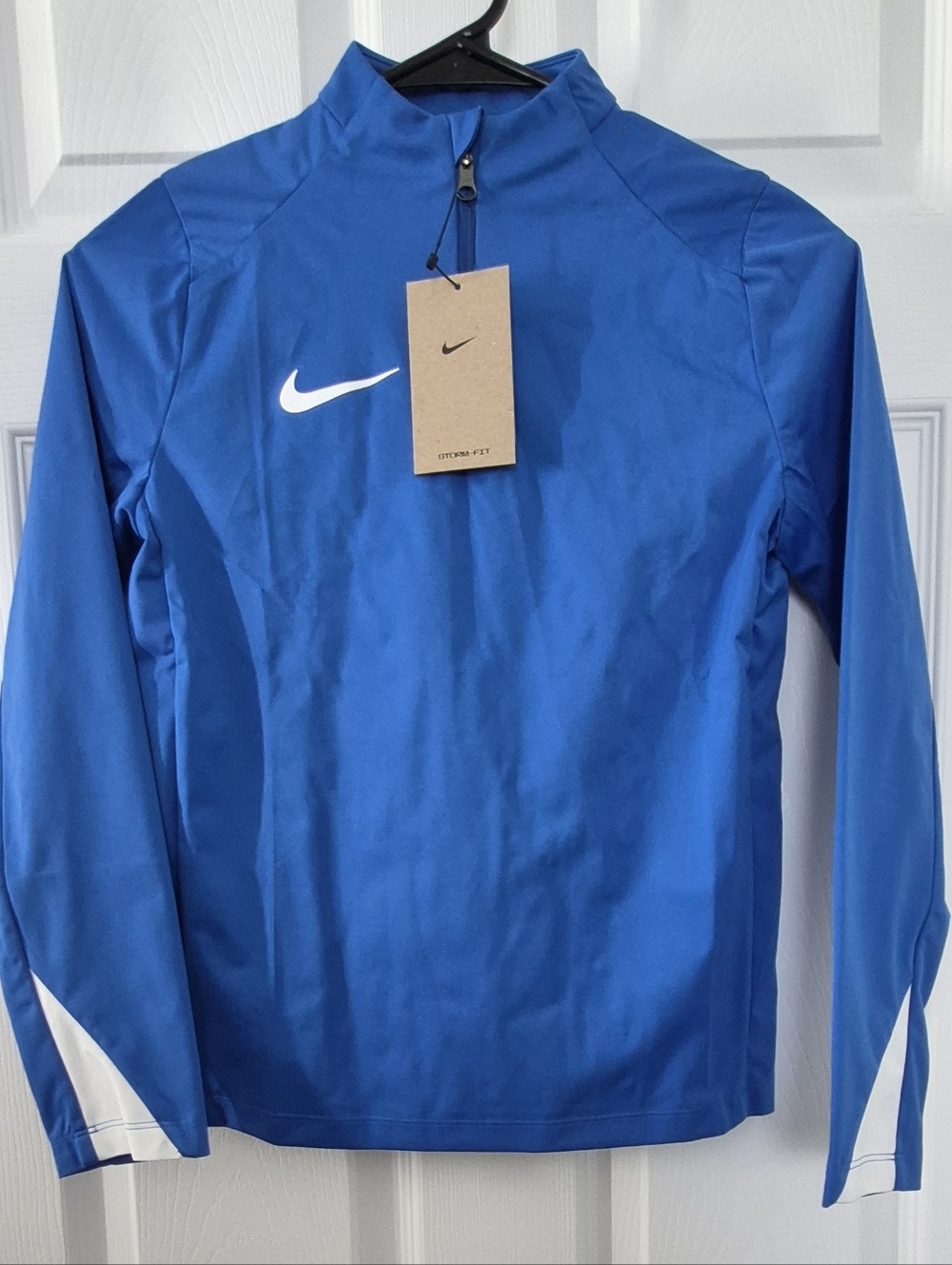 Nike Blue Storm Dri-FIT Long Sleeve Top with White Accents Kids Sports Spring M
